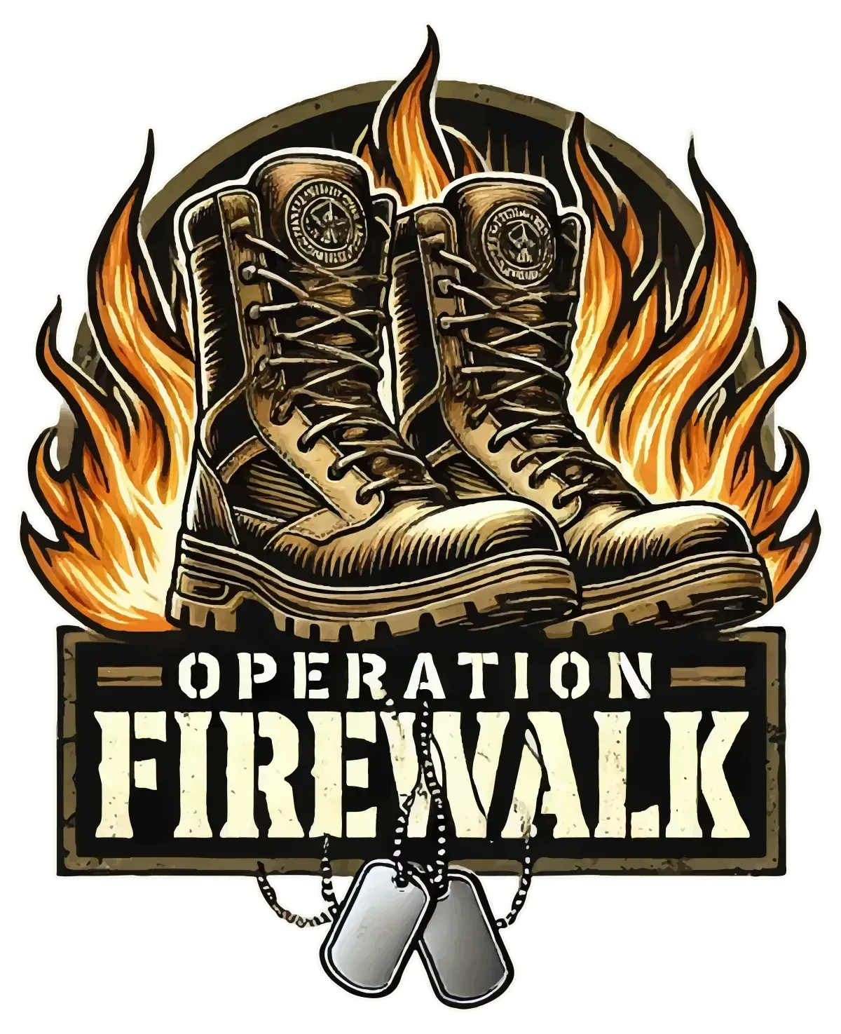 Operation Firewalk emblem: service boots surrounded by flames